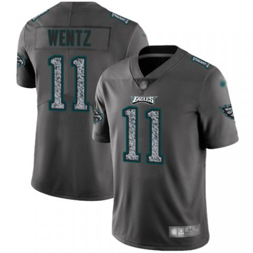 Men NFL Philadelphia Eagles #11 Carson Wentz Limited Gray Static Fashion Football->nfl t-shirts->Sports Accessory